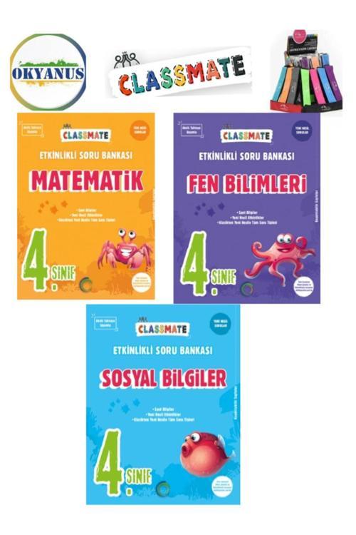 Güncel 4.Sınıf Classmate Matematik-Fen-Sosyal Yeni Nesil Soru Bankası Seti+Kalemlik