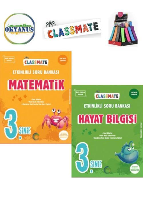 Güncel 3.Sınıf Clasmate Matematik-Hayat Bilgisi  Etkinlikli Soru Bankası Seti+Kalemlik
