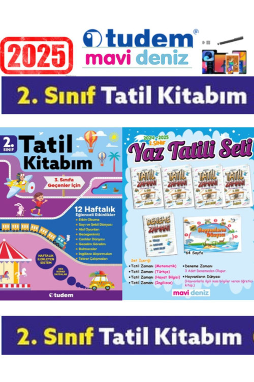 Tudem Tüm Dersler 2.Sınıf Yaz Tatil Seti+Mavi Deniz TümDersler 2.Sınıf Yaz Tatil Seti+Android Kalem