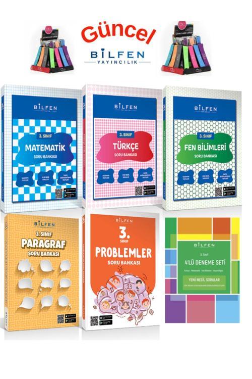 Güncel 3.Sınıf Matematik-Fen-Türkçe-Paragraf-Problemler Soru Bankası-4lü Deneme+Kalemlik