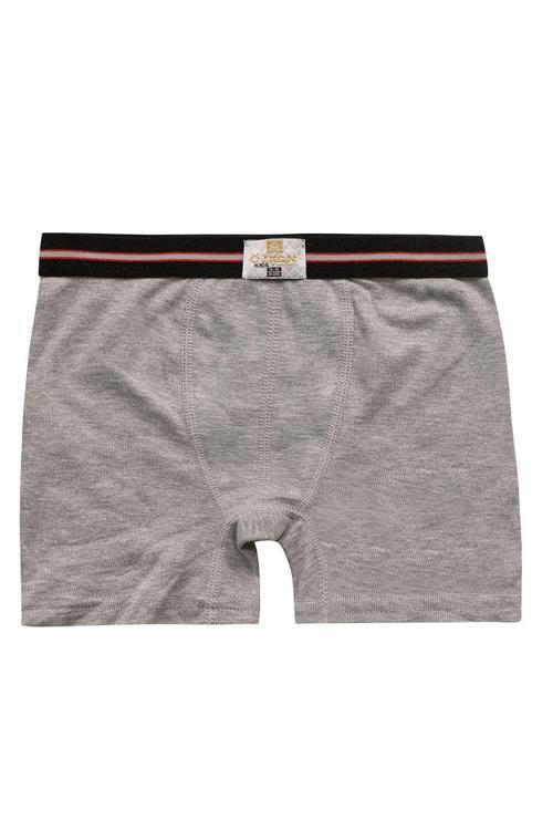 Erkek Çocuk  Pamuklu Esnek Yumuşak Boxer Şort | Gri Melanj K0711