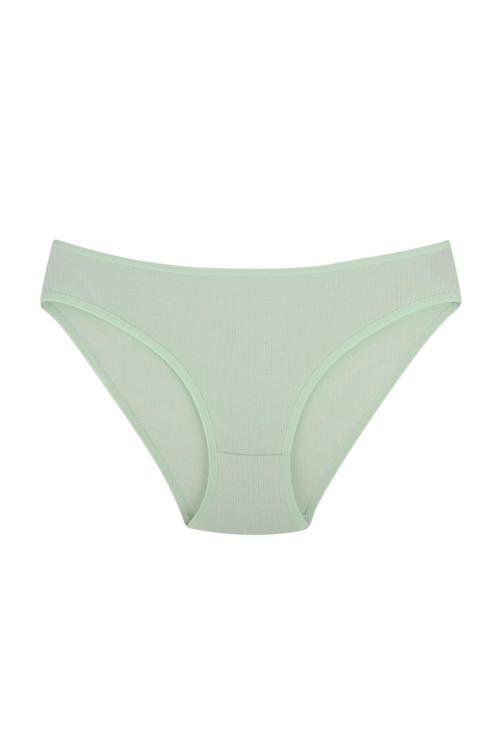 Fitilli Ribana Pamuklu Esnek Rahat Slip Bikini Külot | Açık Yeşil 26000