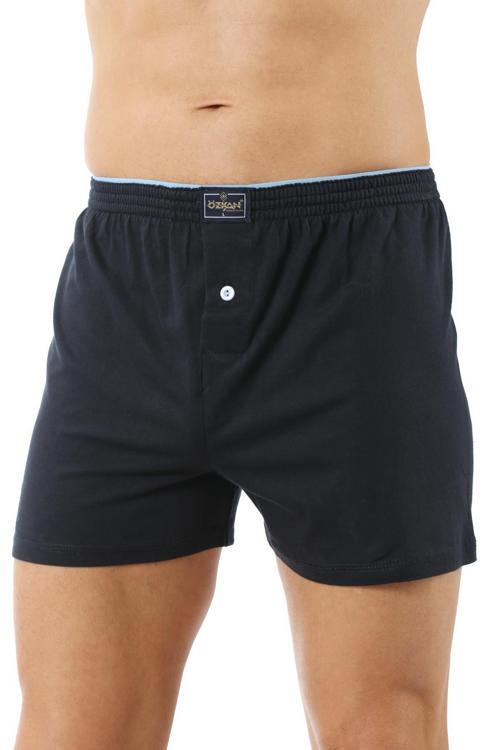 Şardonlu Pamuklu Düğmeli Penye Erkek Boxer | Lacivert K0041