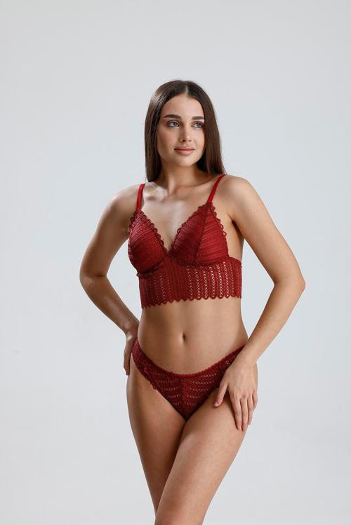 Dantelli Bralet Sütyen Takım | Bordo  810