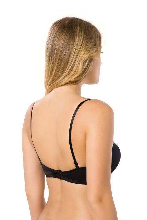 Micro Kaplı Silikonlu Destekli Straplez Sütyen Siyah | 7030