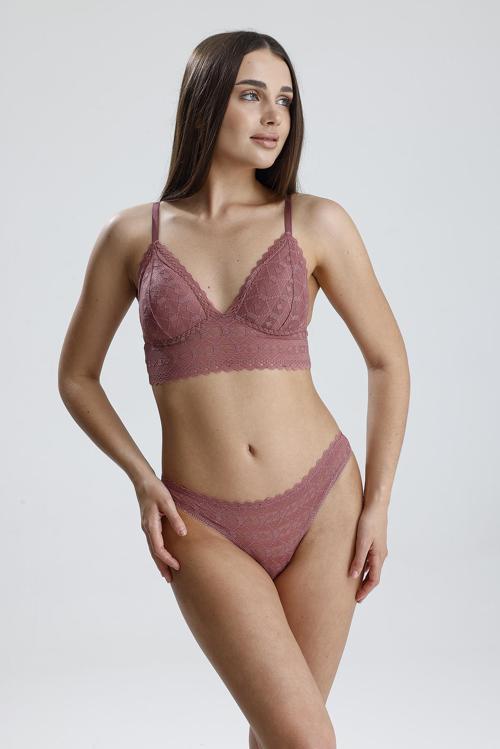 Dantel Detay Bralet Takım | Gül Kurusu  282