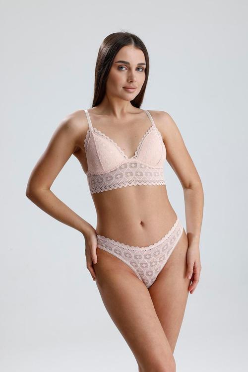 Dantel Detay Bralet Takım | Pudra 282
