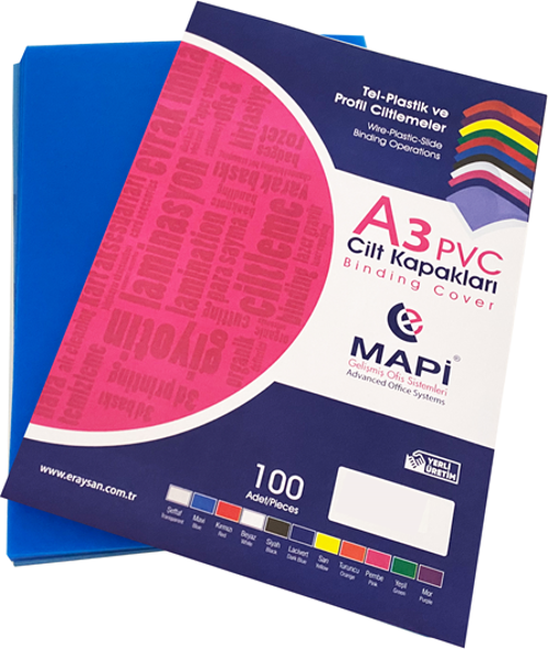 A3 PVC OPAK CİLT KAPAK 160 MİC. MAVİ    100 LÜ