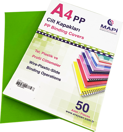 A4 PP FOSFORLU KAPAK 550 MİC. FOSFORLU YESİL       50 Lİ
