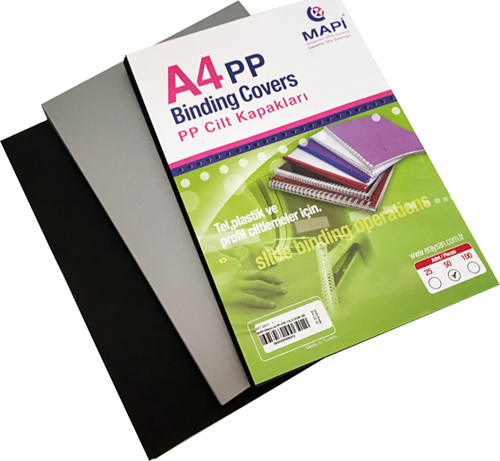 A4 PP METALİK KAPAK 600 MİC. GÜMÜS+SİYAH50 Lİ