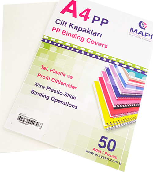 A4 PP OPAK KAPAK (KUM DESEN) 350 MİC. BEYAZ 50 Lİ