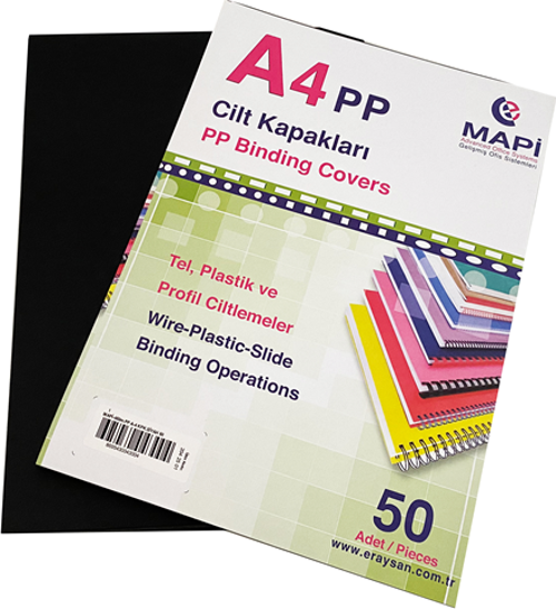 A4 PP OPAK KAPAK (KUM DESEN) 450 MİC. SİYAH   50 Lİ