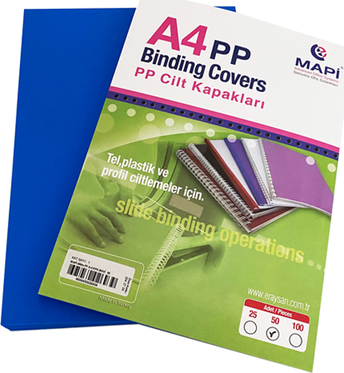 A4 PP OPAK KAPAK (KUM DESEN) 550 MİC. MAVİ      50 Lİ