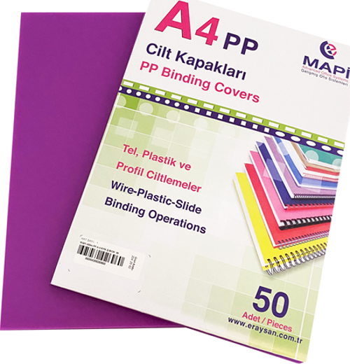 A4 PP ŞEFFAF KAPAK (KUM DESEN) 450 MİC. ŞEFFAF MOR        50 Lİ