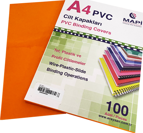 A4 PVC OPAK CİLT KAPAK 160 MİC. TURUNC  100 LÜ