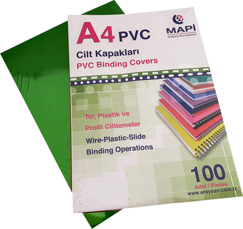 A4 PVC OPAK CİLT KAPAK 160 MİC. YESİL     100 LÜ