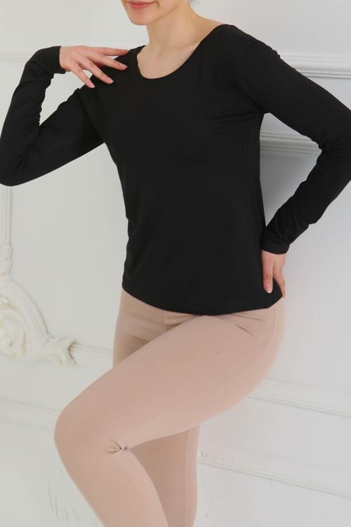 Ön ve Arka Oval Yaka Badi Siyah - 26829