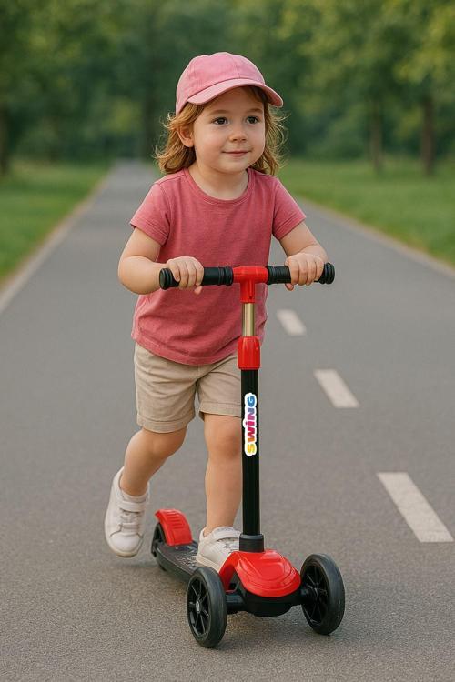 Swing Işıklı 3 Tekerlekli Scooter Kırmızı