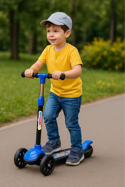 Swing Işıklı 3 Tekerlekli Scooter Mavi