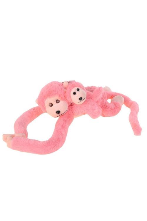 Peluş Yavrulu Sesli Gözleri Işıklı Maymun
