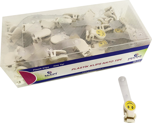 PLASTİK KLİPS (NATO TİPİ PROMOSYON) BEYAZ     100 LÜ PAKET
