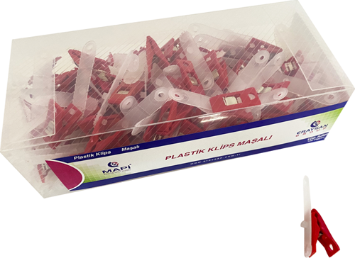 PLASTİK KLİPS(MAŞALI) KIRMIZI    100 LÜ PAKET