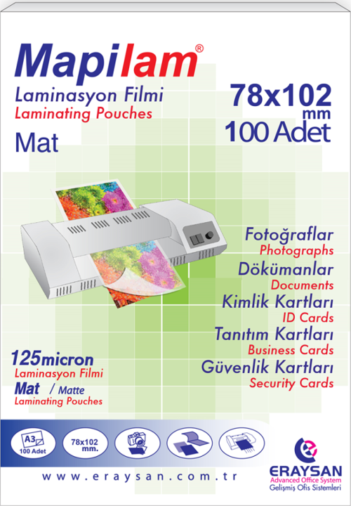 LAM 125 MİC. MAT LAM. FİLMİ (K. KİMLİK) 78X102 100 LÜ
