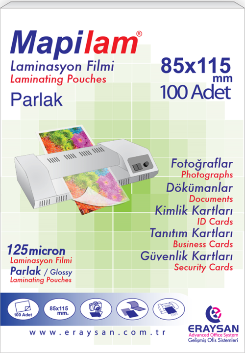 LAM 125 MİC. PARLAK LAM. FİLMİ (B. KİMLİK) 85X115 100 LÜ