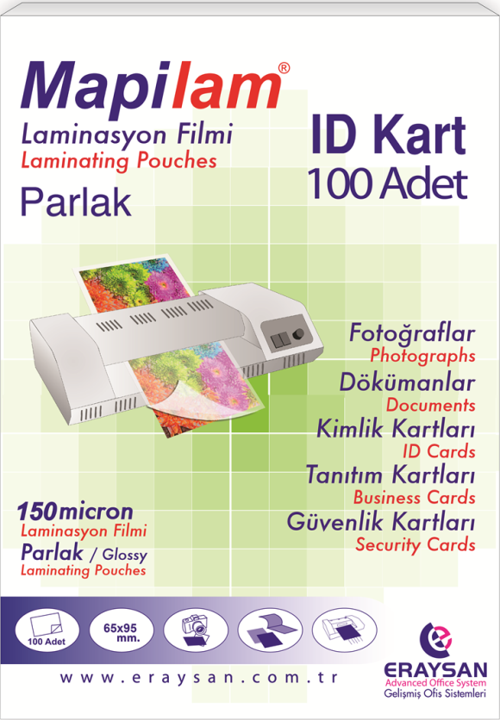 LAM 150 MİC. PARLAK LAM. FİLMİ (ID KART) 65X95 100 LÜ