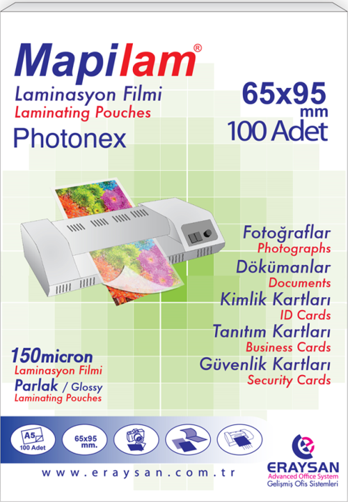 LAM 150 MİC. SICAK PHOTONEX LAMİN. FİLMİ  65X95  100 LÜ
