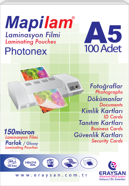 LAM 150 MİC. SICAK PHOTONEX LAMİN. FİLMİ (A5) 100 LÜ