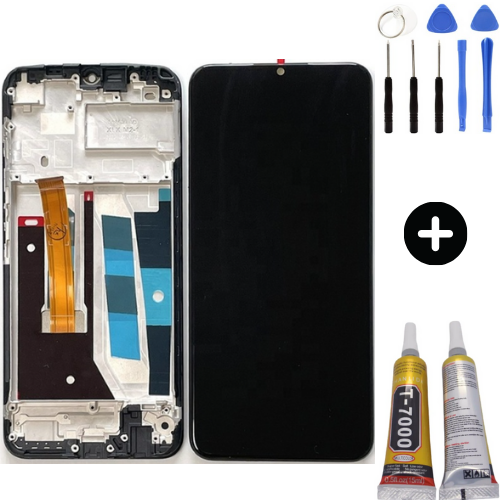 Realme C15 Uyumlu Çıtalı Servis Lcd Ekran Dokunmatik + Montaj Seti