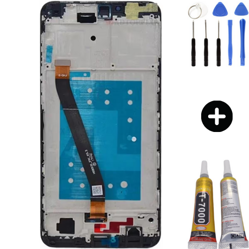 TE Huawei Honor 7X Uyumlu Çıtalı HK Lcd Ekran Dokunmatik Siyah + Montaj Seti