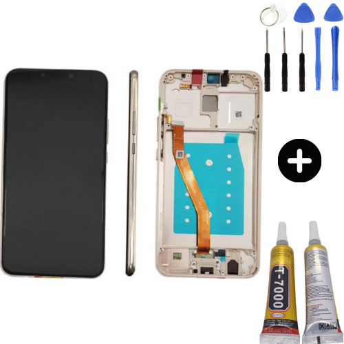 TE Huawei Mate 20 Lite Uyumlu Çıtalı Lcd Ekran Dokunmatik Gold + Montaj Seti