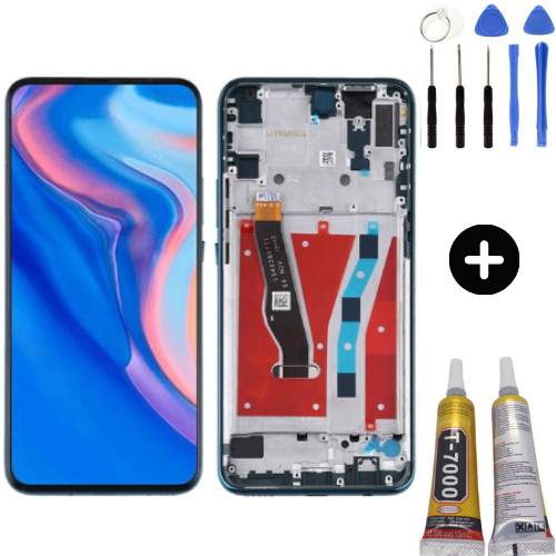 TE Huawei P Smart Z Uyumlu Çıtalı HK Lcd Ekran Dokunmatilk Yeşil + Montaj Seti