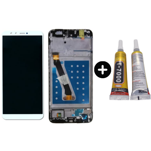 TE Huawei P Smart 2018 Uyumlu Çıtalı OLED Lcd Ekran Dokunmatik Beyaz + B7000