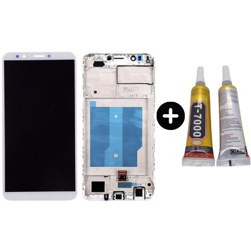 TE Huawei Y7 2018 Uyumlu Çıtalı Lcd Ekran Dokunmatik Beyaz + B7000