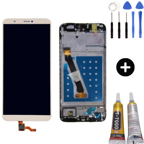 TE Huawei P Smart Uyumlu Çıtalı Servis Lcd Ekran Dokunmatik Gold + Montaj Seti