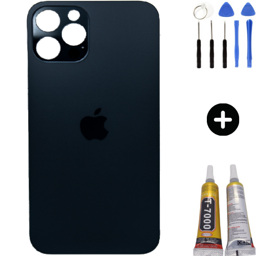 iPhone 12 Pro Uyumlu Arka Pil Batarya Kapak Mavi + Montaj Seti