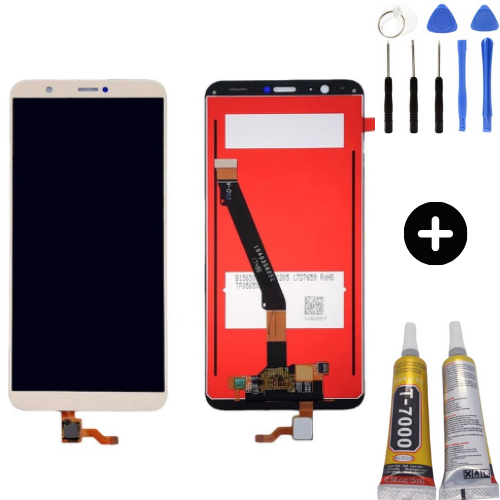 TE Huawei P Smart 2018 Uyumlu HK Lcd Ekran Dokunmatik Gold + Montaj Seti