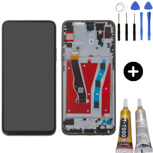 TE Huawei Y9 Prime 2019 Uyumlu Çıtalı Servis Lcd Ekran Dokunmatik Siyah + Montaj Seti