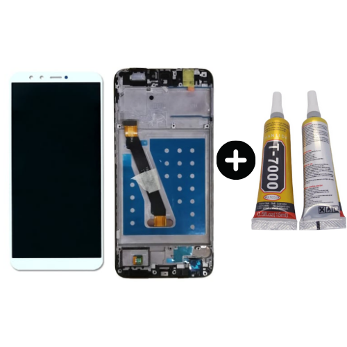 TE Huawei P Smart Uyumlu Çıtalı HK Lcd Ekran Dokunmatik Beyaz + B7000