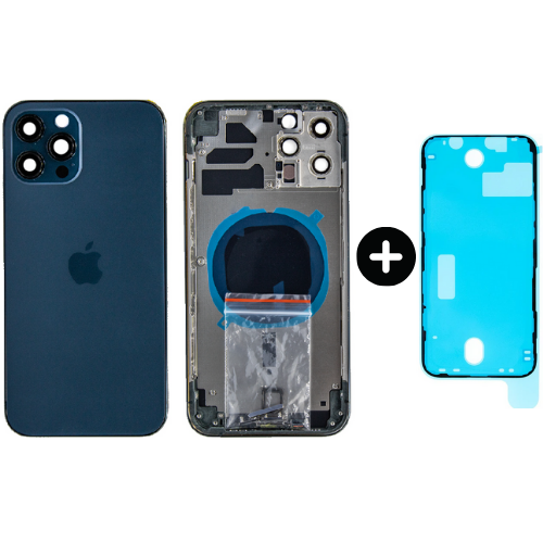  iPhone 12 Pro Max Uyumlu Boş Kasa Mavi + Sıvı Ve Toz Bandı