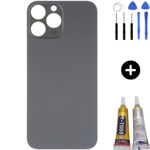 iPhone 14 Pro Max Uyumlu Arka Pil Batarya Kapak Siyah + Montaj Seti