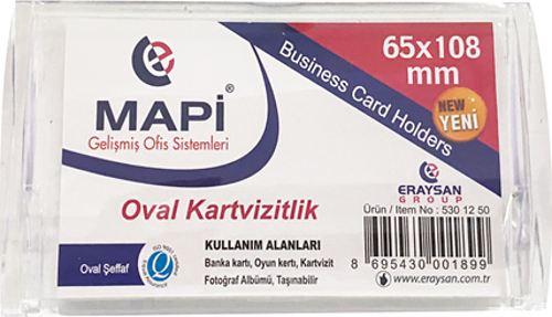 DİKDÖRTGEN KARTVİZİTLİK OVAL ŞEFFAF 65X108