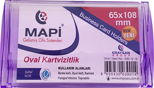 DİKDÖRTGEN KARTVİZİTLİK OVAL ŞEFFAF MOR 65X108