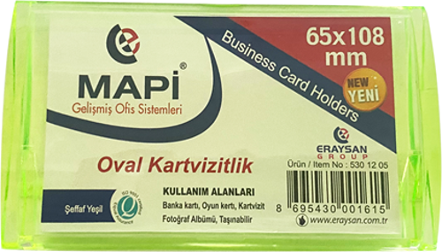 DİKDÖRTGEN KARTVİZİTLİK OVAL ŞEFFAF YEŞİL 65X108