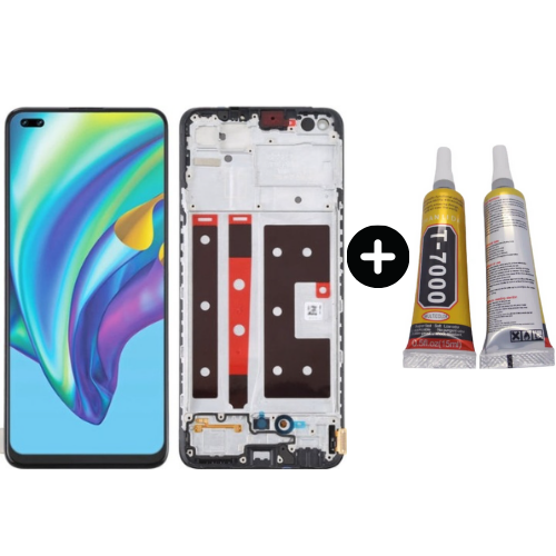 TE Oppo Reno 4 Lite Çıtalı Lcd Dokunmatik Ekran + B7000