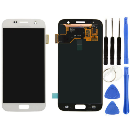 TE Samsung S7 G930F Uyumlu Lcd Ekran Beyaz + Tamir Seti
