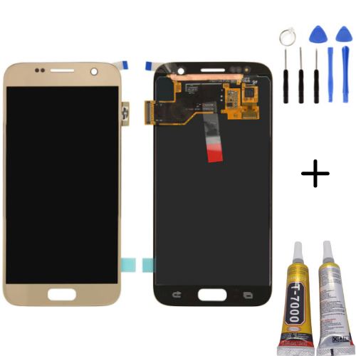 TE Samsung S7 G930F Uyumlu Lcd Ekran Servis Gold + Montaj Kiti